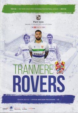 Tranmere Rovers v Port Vale Match Programme 2022-02-19